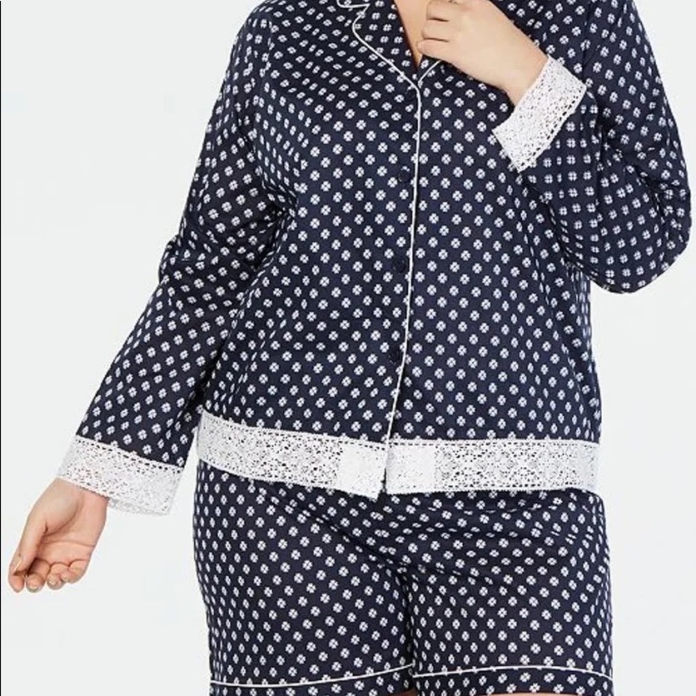 Charter Club Lace Trim Notch Collar Pajama Set